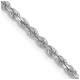 14K White Gold 20 inch 2mm Diamond-cut Rope with Lobster Clasp Chain