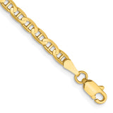 14K 7 inch 3mm Concave Anchor with Lobster Clasp Bracelet