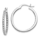 14k White Gold Diamond In/Out Hoop Earrings