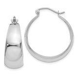 14k White Gold Polished 10.5mm Tapered Hoop Earrings