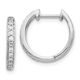 14k White Gold Diamond Complete Hinged Hoop Earrings