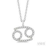 1/8 ctw Cancer Round Cut Diamond Zodiac Pendant With Chain in 10K White Gold