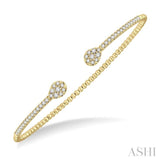 1/2 ctw Pear Shape Open End Round Cut Diamond Stackable Cuff Bangle in 14K Yellow Gold