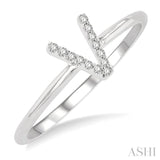 'V' Initial Diamond Ring